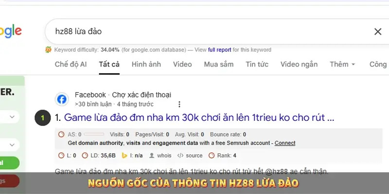 Nguồn gốc của thông tin HZ88 lừa đảo